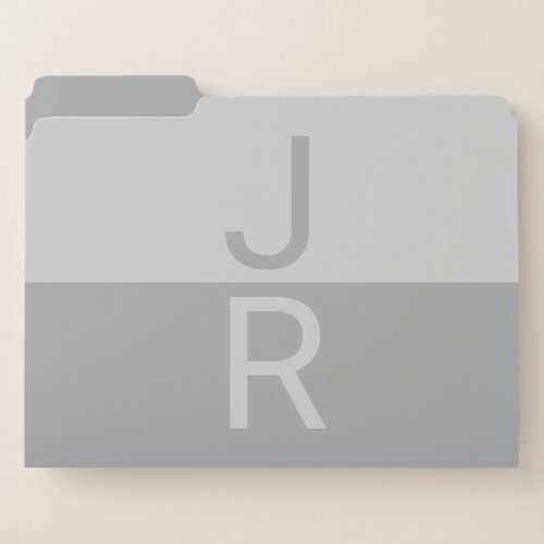 Light Grey  Grey Modern Initials Monogram File Folder