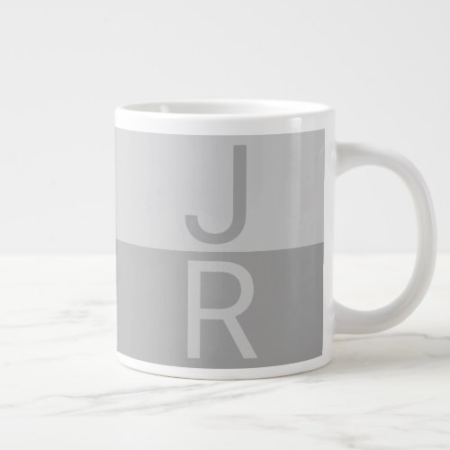 Light Grey  Grey Modern Initials Monogram Giant Coffee Mug