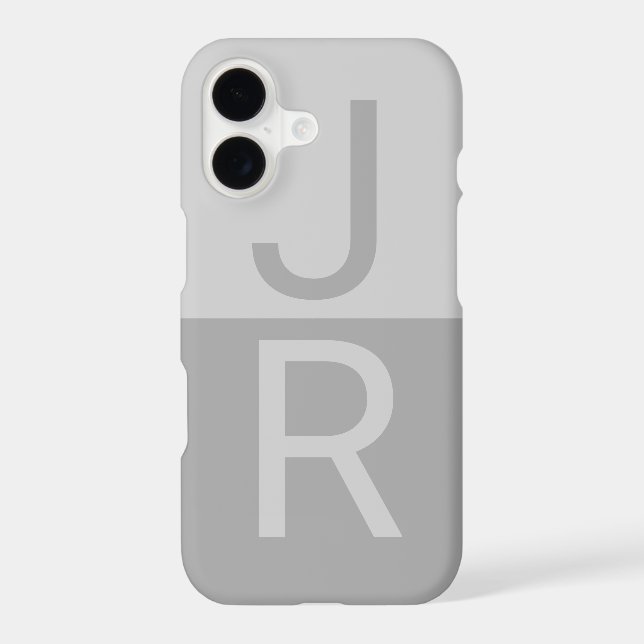 Light Grey & Grey Modern Initials Monogram Iphone Case (Back)