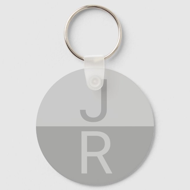 Light Grey & Grey Modern Initials Monogram Keychain (Front)