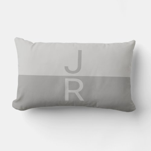 Light Grey  Grey Modern Initials Monogram Lumbar Pillow