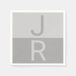 Light Grey & Grey Modern Initials Monogram Napkins