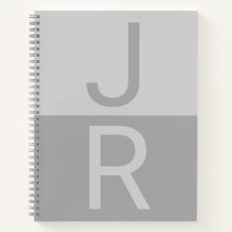 Light Grey &amp; Grey Modern Initials Monogram Notebook
