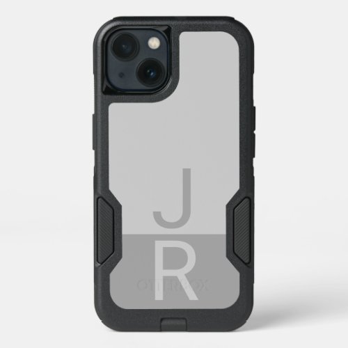 Light Grey  Grey Modern Initials Monogram iPhone 13 Case