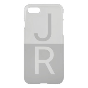 Light Grey & Grey Modern Initials Monogram iPhone SE/8/7 Case