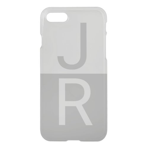 Light Grey  Grey Modern Initials Monogram iPhone SE87 Case