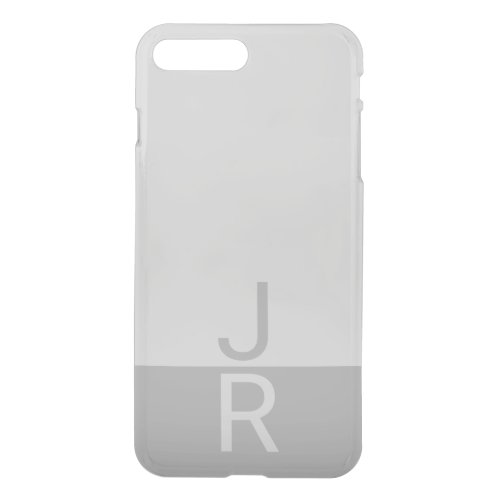 Light Grey  Grey Modern Initials Monogram iPhone 8 Plus7 Plus Case