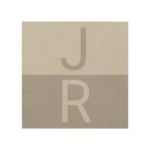 Light Grey  Grey Modern Initials Monogram Wood Wall Art