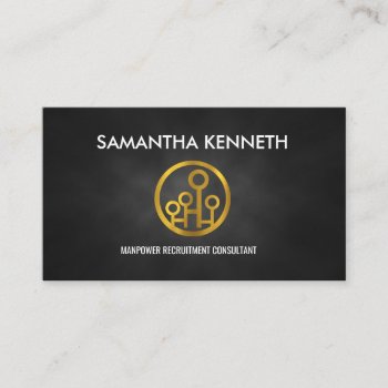 Light Grey Grunge Gold Icon Manpower Consultant Business Card by keikocreativecards at Zazzle