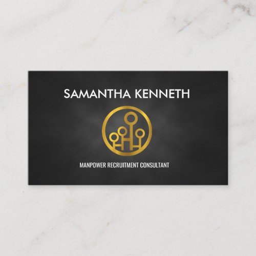 Light Grey Grunge Gold Icon Manpower Consultant Business Card