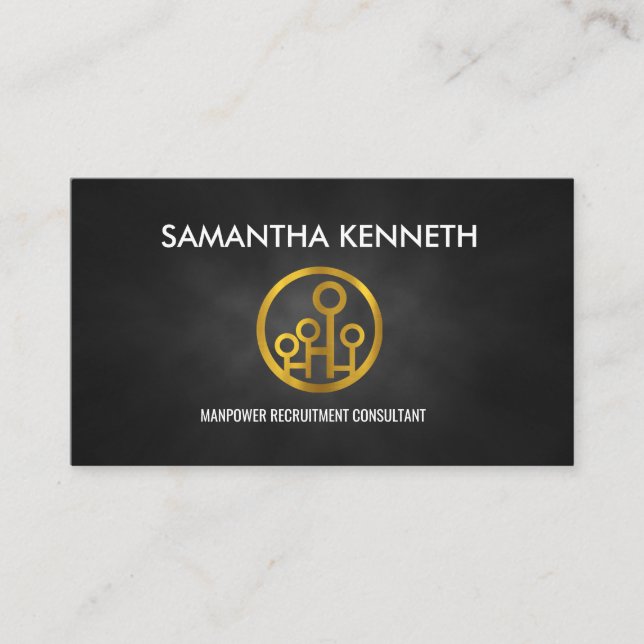 Light Grey Grunge Gold Icon Manpower Consultant Business Card (Front)