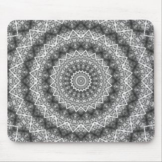 Light Grey Kaleidoscope / Mandala Mouse Pad