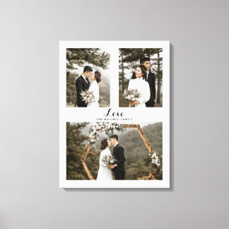 light grey Love Script Custom Photo Collage Canvas Print