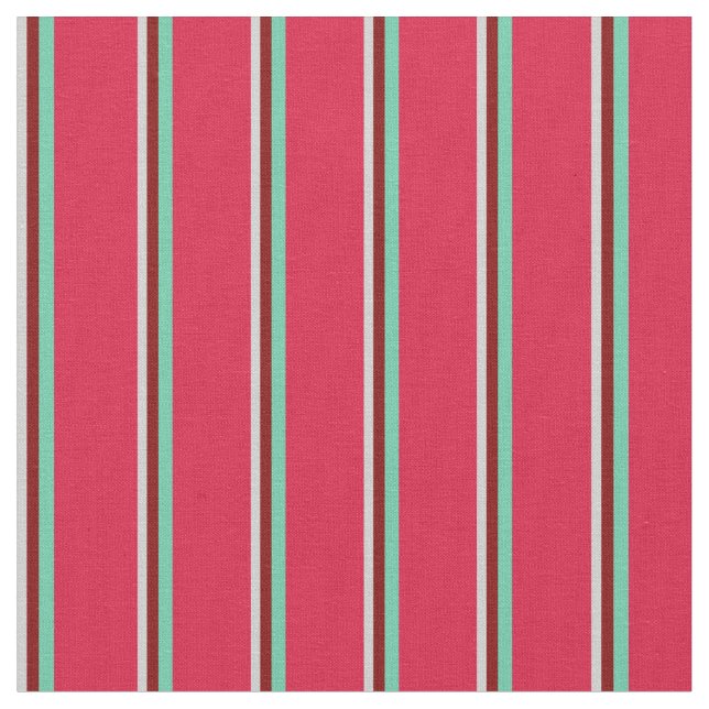 Light Grey, Maroon, Aquamarine & Crimson Pattern Fabric (Close Up)