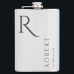 Light Grey Masculine Monogram Groomsmen Gift Flask<br><div class="desc">This simple custom groomsmen flask features personalized groomsman's or best man's name,  monogram,  and wedding date. You can easily change the background and fonts colors to match your event if you like.</div>