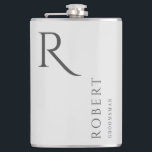 Light Grey Masculine Monogram Groomsmen Gift Flask<br><div class="desc">This simple custom groomsmen flask features personalized groomsman's or best man's name,  monogram,  and wedding date. You can easily change the background and fonts colors to match your event if you like.</div>