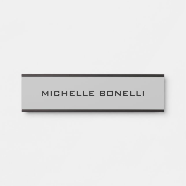Light Grey Minimalist Plain Legible Modern Door Sign (Front)