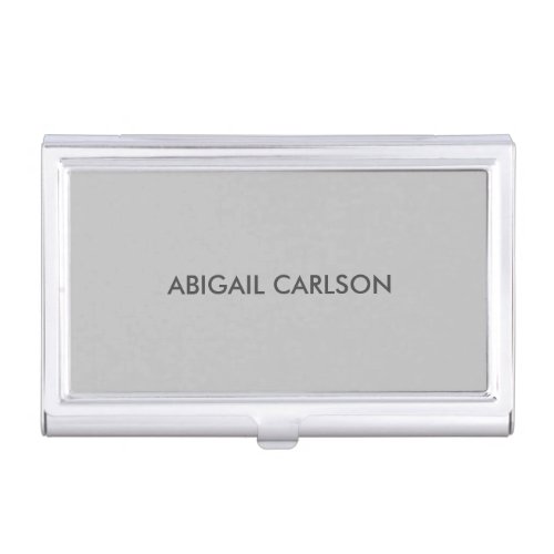 Light Grey Minimalist Plain Modern Business Card Case