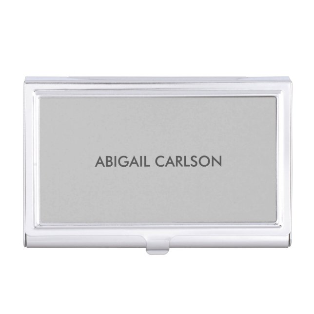 Light Grey Minimalist Plain Modern Business Card Case (Front)
