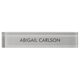Light Grey Minimalist Plain Modern  Desk Name Plate