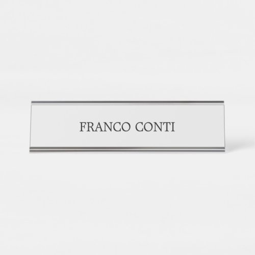 Light Grey Minimalist Plain Modern Desk Name Plate