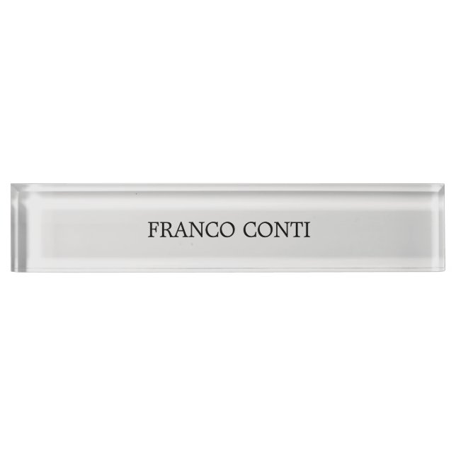 Light Grey Minimalist Plain Modern Desk Name Plate (Front)