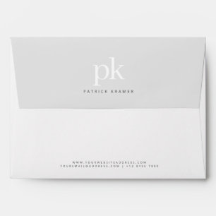 Light Grey Modern Minimalist Monogram Office Envelope