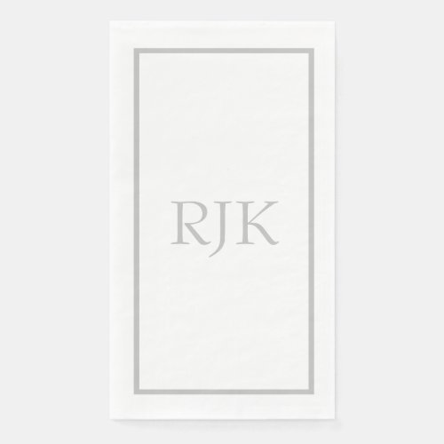 Light Grey Monogram Initials Custom Name 2023 Paper Guest Towels