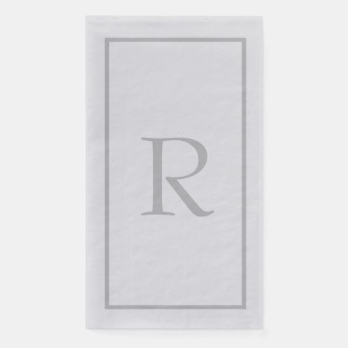 Light Grey Monogram Initials Custom Name Silver Paper Guest Towels