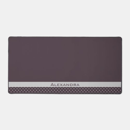Light Grey on Dusty Plum Polka Dots with Your Name Desk Mat