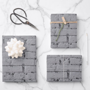 Light Grey Painted Brick Wall Wrapping Paper Sheets