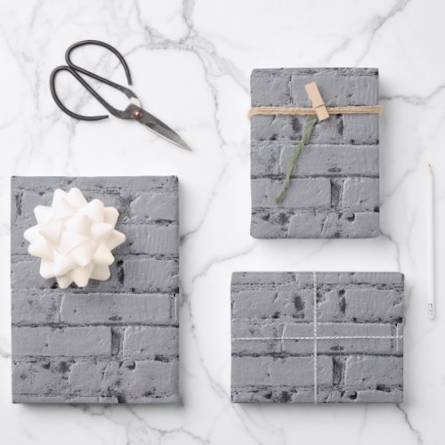 Light Grey Painted Brick Wall Wrapping Paper Sheets