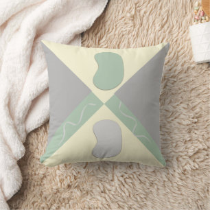 Light grey & pastel green pattern throw pillow