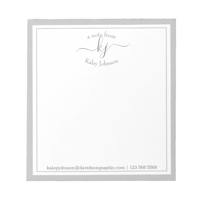 Light Grey Personalized | From The Desk Of Notepad (Front)