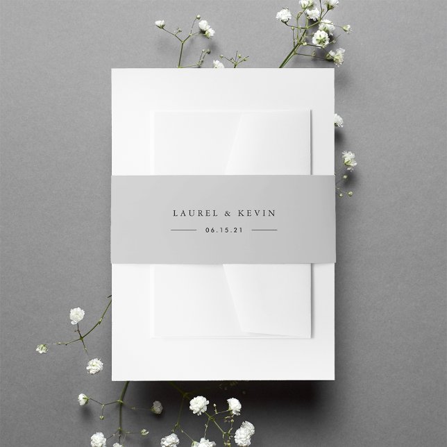 Light Grey Personalized Wedding Invitation Belly Band (Creator Uploaded)