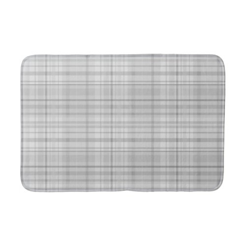 Light Grey Plaid Pattern Minimal Chic Design Bath Mat