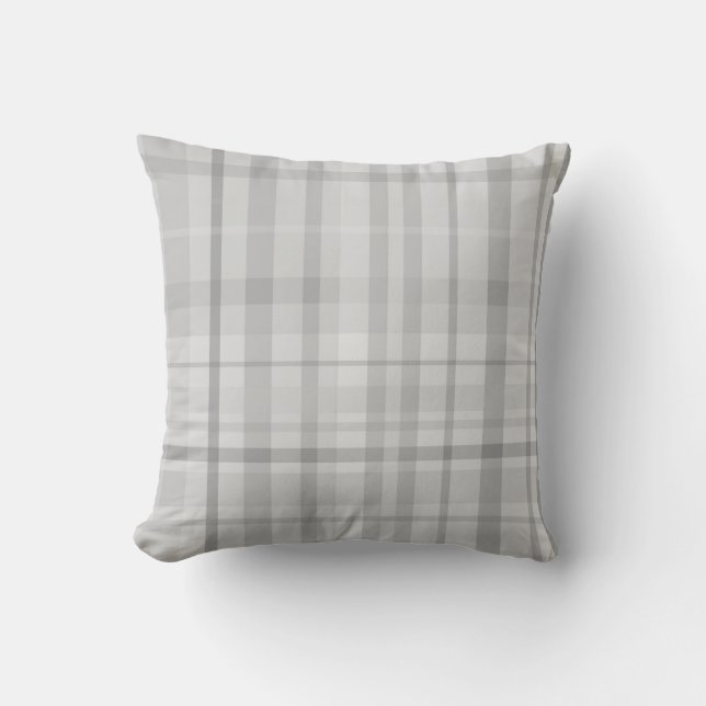 Light Grey Plaid Pattern Minimal Chic Design Throw Pillow (Front)