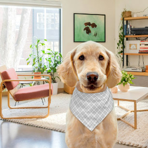 Light Grey Plaid Pattern Pet Bandana Collar