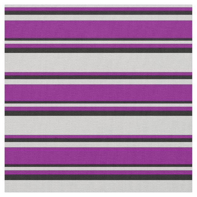 Light Grey, Purple & Black Colored Lines Fabric (Close Up)