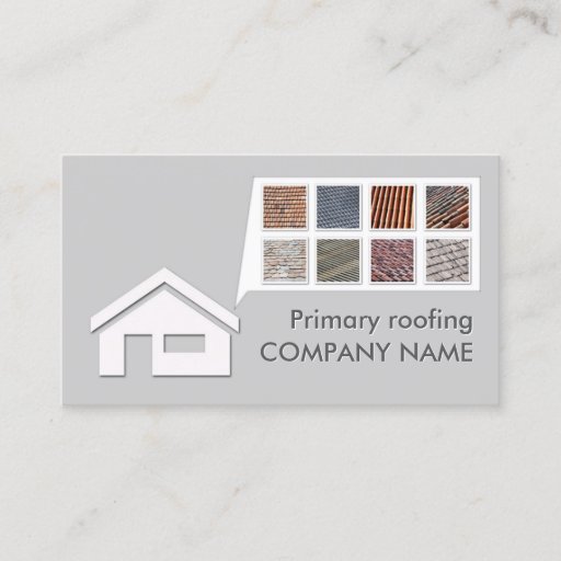 Customizable Light Grey Roofing &amp; Constructions Card Business Card Template