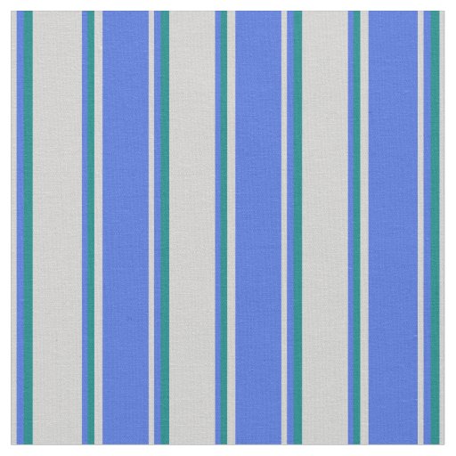 Light Grey, Royal Blue & Teal Colored Lines Fabric