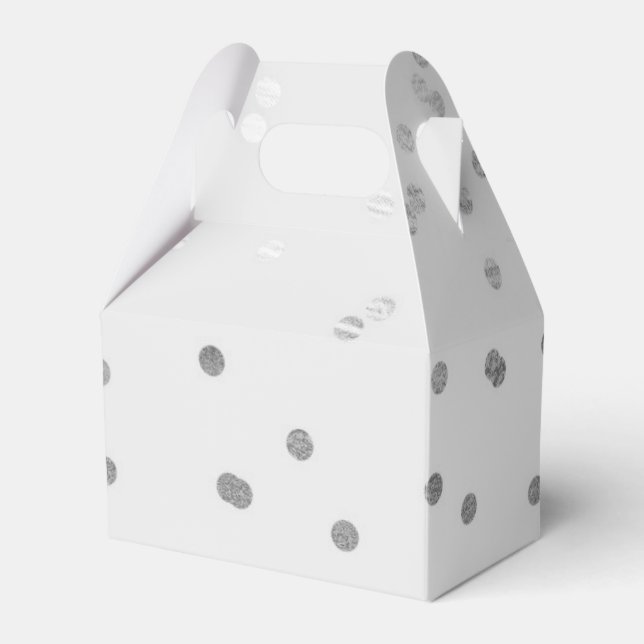 Light Grey & Silver Shiny Confetti Dots Favor Boxes (Front Side)