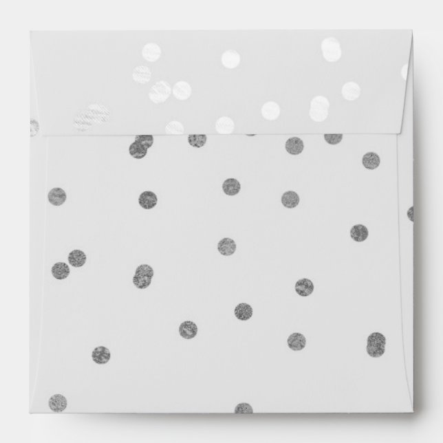 Light Grey & Silver Shiny Confetti Dots Modern Envelope (Back (Top Flap))