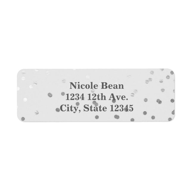 Light Grey & Silver Shiny Confetti Dots Modern Label (Front)