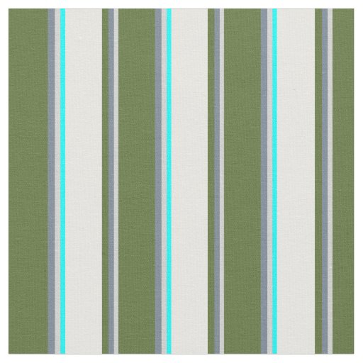Light Grey, Slate Gray, Olive Green, White & Aqua Fabric