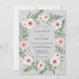 Light Grey Soft Botanical Winter Wedding Invitation