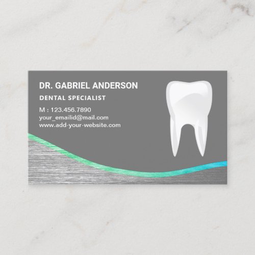 Light Grey Steel Tooth Dental Clinic Dentist Business Card