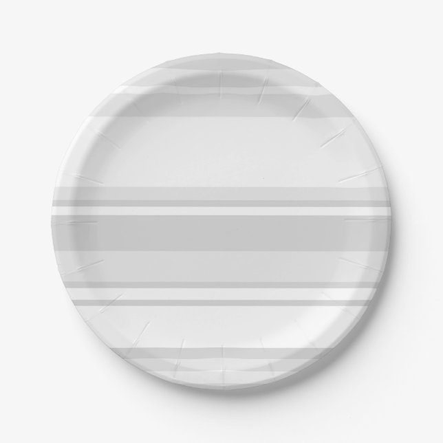 Light grey stripes paper plates (Front)