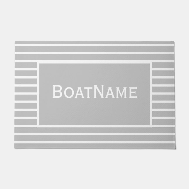 Light Grey & White Boat Name Doormat (Front)