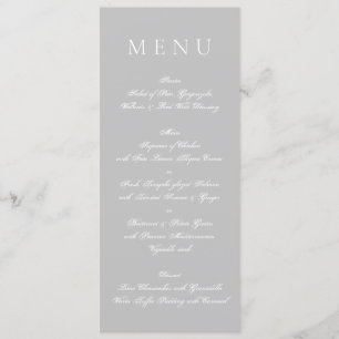 Light Grey & White Formal Wedding Menu